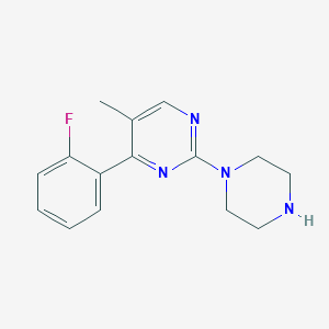 molecular formula C15H17FN4 B6628433 4-(2-Fluorophenyl)-5-methyl-2-piperazin-1-ylpyrimidine 