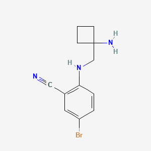 molecular formula C12H14BrN3 B6628488 2-[(1-Aminocyclobutyl)methylamino]-5-bromobenzonitrile 
