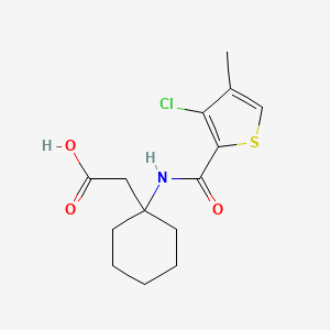 molecular formula C14H18ClNO3S B6628505 2-[1-[(3-Chloro-4-methylthiophene-2-carbonyl)amino]cyclohexyl]acetic acid 