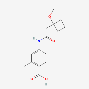 molecular formula C15H19NO4 B6628648 4-[[2-(1-Methoxycyclobutyl)acetyl]amino]-2-methylbenzoic acid 