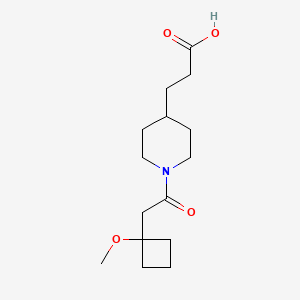 molecular formula C15H25NO4 B6628652 3-[1-[2-(1-Methoxycyclobutyl)acetyl]piperidin-4-yl]propanoic acid 