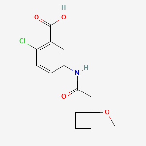 molecular formula C14H16ClNO4 B6628657 2-Chloro-5-[[2-(1-methoxycyclobutyl)acetyl]amino]benzoic acid 