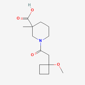 molecular formula C14H23NO4 B6628661 1-[2-(1-Methoxycyclobutyl)acetyl]-3-methylpiperidine-3-carboxylic acid 