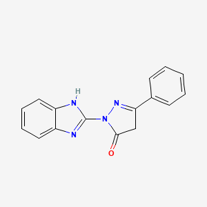 molecular formula C16H12N4O B6628663 2-(1H-benzimidazol-2-yl)-5-phenyl-4H-pyrazol-3-one 