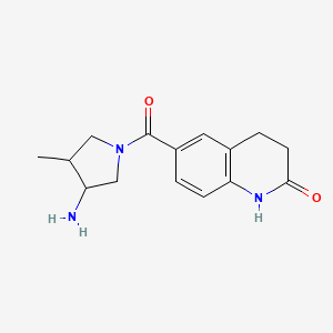 molecular formula C15H19N3O2 B6628665 6-(3-amino-4-methylpyrrolidine-1-carbonyl)-3,4-dihydro-1H-quinolin-2-one 
