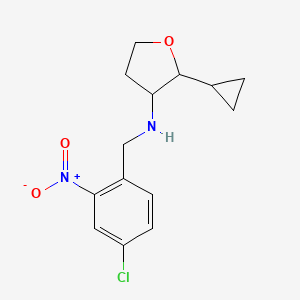 molecular formula C14H17ClN2O3 B6628673 N-[(4-chloro-2-nitrophenyl)methyl]-2-cyclopropyloxolan-3-amine 