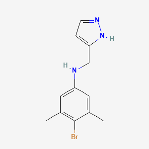 molecular formula C12H14BrN3 B6628707 4-bromo-3,5-dimethyl-N-(1H-pyrazol-5-ylmethyl)aniline 