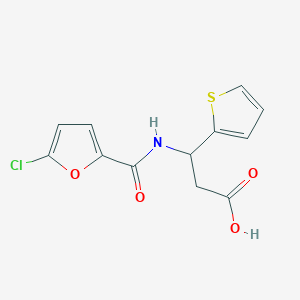 molecular formula C12H10ClNO4S B6628790 3-[(5-Chlorofuran-2-carbonyl)amino]-3-thiophen-2-ylpropanoic acid 