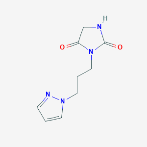 molecular formula C9H12N4O2 B6628809 3-(3-Pyrazol-1-ylpropyl)imidazolidine-2,4-dione 