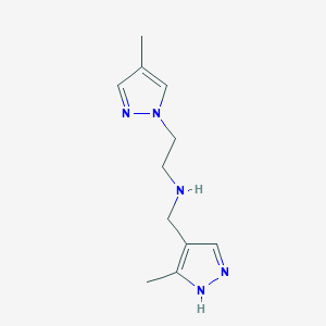 molecular formula C11H17N5 B6628931 2-(4-methylpyrazol-1-yl)-N-[(5-methyl-1H-pyrazol-4-yl)methyl]ethanamine 