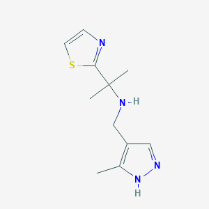 molecular formula C11H16N4S B6628991 N-[(5-methyl-1H-pyrazol-4-yl)methyl]-2-(1,3-thiazol-2-yl)propan-2-amine 