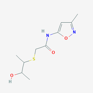 molecular formula C10H16N2O3S B6629076 2-(3-hydroxybutan-2-ylsulfanyl)-N-(3-methyl-1,2-oxazol-5-yl)acetamide 