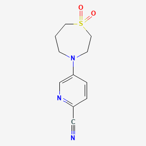 molecular formula C11H13N3O2S B6629230 5-(1,1-Dioxo-1,4-thiazepan-4-yl)pyridine-2-carbonitrile 