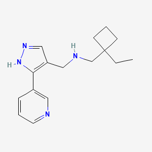 molecular formula C16H22N4 B6629240 N-[(1-ethylcyclobutyl)methyl]-1-(5-pyridin-3-yl-1H-pyrazol-4-yl)methanamine 