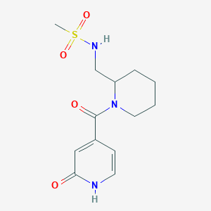 molecular formula C13H19N3O4S B6629311 N-[[1-(2-oxo-1H-pyridine-4-carbonyl)piperidin-2-yl]methyl]methanesulfonamide 