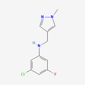 molecular formula C11H11ClFN3 B6629359 3-chloro-5-fluoro-N-[(1-methylpyrazol-4-yl)methyl]aniline 