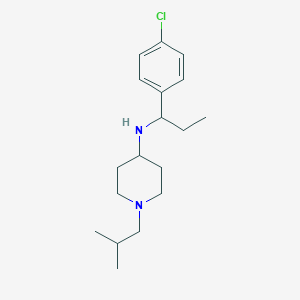 molecular formula C18H29ClN2 B6629371 N-[1-(4-chlorophenyl)propyl]-1-(2-methylpropyl)piperidin-4-amine 