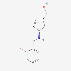 molecular formula C13H16FNO B6629382 [(1R,4S)-4-[(2-fluorophenyl)methylamino]cyclopent-2-en-1-yl]methanol 