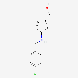 molecular formula C13H16ClNO B6629418 [(1R,4S)-4-[(4-chlorophenyl)methylamino]cyclopent-2-en-1-yl]methanol 