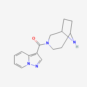 molecular formula C15H18N4O B6629658 3,9-Diazabicyclo[4.2.1]nonan-3-yl(pyrazolo[1,5-a]pyridin-3-yl)methanone 