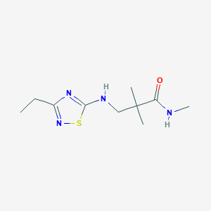 molecular formula C10H18N4OS B6629778 3-[(3-ethyl-1,2,4-thiadiazol-5-yl)amino]-N,2,2-trimethylpropanamide 