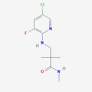 molecular formula C11H15ClFN3O B6629786 3-[(5-chloro-3-fluoropyridin-2-yl)amino]-N,2,2-trimethylpropanamide 