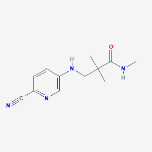 molecular formula C12H16N4O B6629797 3-[(6-cyanopyridin-3-yl)amino]-N,2,2-trimethylpropanamide 