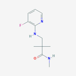 molecular formula C11H16FN3O B6629804 3-[(3-fluoropyridin-2-yl)amino]-N,2,2-trimethylpropanamide 