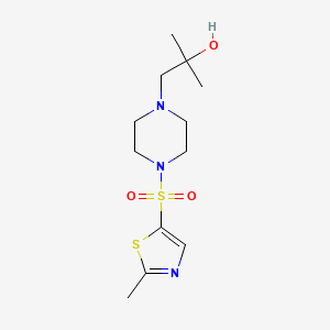 molecular formula C12H21N3O3S2 B6629910 2-Methyl-1-[4-[(2-methyl-1,3-thiazol-5-yl)sulfonyl]piperazin-1-yl]propan-2-ol 