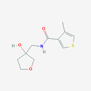 molecular formula C11H15NO3S B6629925 N-[(3-hydroxyoxolan-3-yl)methyl]-4-methylthiophene-3-carboxamide 