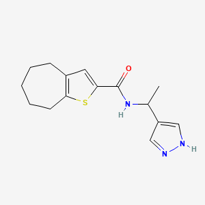 molecular formula C15H19N3OS B6630004 N-[1-(1H-pyrazol-4-yl)ethyl]-5,6,7,8-tetrahydro-4H-cyclohepta[b]thiophene-2-carboxamide 