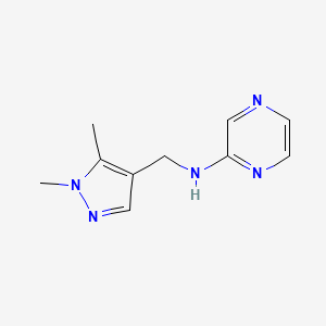 molecular formula C10H13N5 B6630011 N-[(1,5-dimethylpyrazol-4-yl)methyl]pyrazin-2-amine 