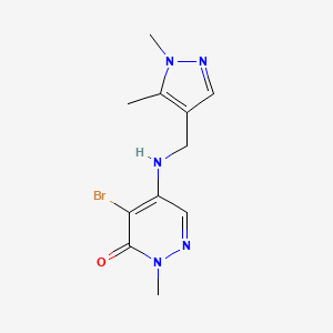 molecular formula C11H14BrN5O B6630012 4-Bromo-5-[(1,5-dimethylpyrazol-4-yl)methylamino]-2-methylpyridazin-3-one 
