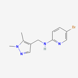 molecular formula C11H13BrN4 B6630020 5-bromo-N-[(1,5-dimethylpyrazol-4-yl)methyl]pyridin-2-amine 