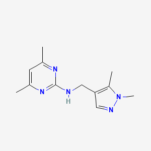 molecular formula C12H17N5 B6630023 N-[(1,5-dimethylpyrazol-4-yl)methyl]-4,6-dimethylpyrimidin-2-amine 