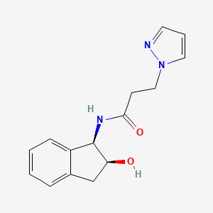molecular formula C15H17N3O2 B6630064 N-[(1R,2S)-2-hydroxy-2,3-dihydro-1H-inden-1-yl]-3-pyrazol-1-ylpropanamide 