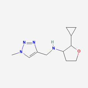 molecular formula C11H18N4O B6630117 2-cyclopropyl-N-[(1-methyltriazol-4-yl)methyl]oxolan-3-amine 