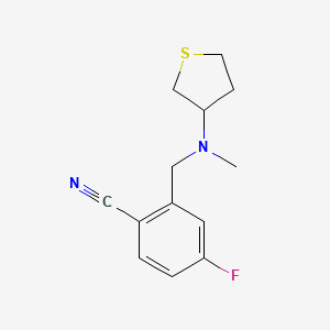 molecular formula C13H15FN2S B6630126 4-Fluoro-2-[[methyl(thiolan-3-yl)amino]methyl]benzonitrile 