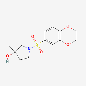 molecular formula C13H17NO5S B6630169 1-(2,3-Dihydro-1,4-benzodioxin-6-ylsulfonyl)-3-methylpyrrolidin-3-ol 