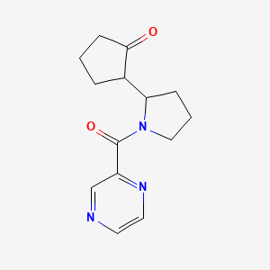 molecular formula C14H17N3O2 B6630200 2-[1-(Pyrazine-2-carbonyl)pyrrolidin-2-yl]cyclopentan-1-one 