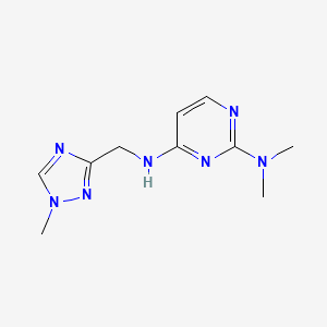 molecular formula C10H15N7 B6630275 2-N,2-N-dimethyl-4-N-[(1-methyl-1,2,4-triazol-3-yl)methyl]pyrimidine-2,4-diamine 