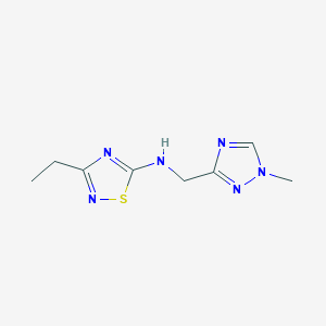 molecular formula C8H12N6S B6630290 3-ethyl-N-[(1-methyl-1,2,4-triazol-3-yl)methyl]-1,2,4-thiadiazol-5-amine 