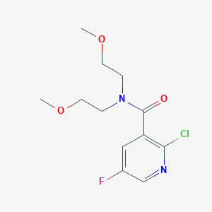 molecular formula C12H16ClFN2O3 B6630305 2-chloro-5-fluoro-N,N-bis(2-methoxyethyl)pyridine-3-carboxamide 