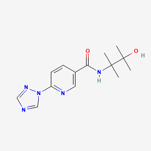 molecular formula C14H19N5O2 B6630330 N-(3-hydroxy-2,3-dimethylbutan-2-yl)-6-(1,2,4-triazol-1-yl)pyridine-3-carboxamide 