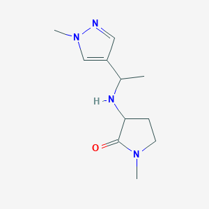 molecular formula C11H18N4O B6630337 1-Methyl-3-[1-(1-methylpyrazol-4-yl)ethylamino]pyrrolidin-2-one 