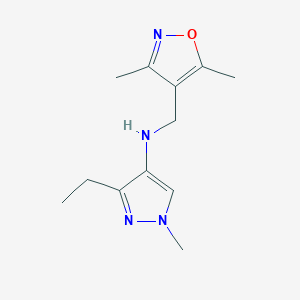 molecular formula C12H18N4O B6630341 N-[(3,5-dimethyl-1,2-oxazol-4-yl)methyl]-3-ethyl-1-methylpyrazol-4-amine 