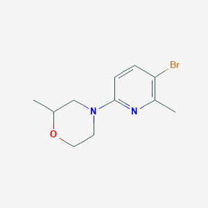molecular formula C11H15BrN2O B6630426 4-(5-Bromo-6-methylpyridin-2-yl)-2-methylmorpholine 