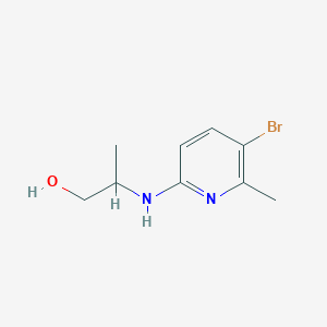 molecular formula C9H13BrN2O B6630436 2-[(5-Bromo-6-methylpyridin-2-yl)amino]propan-1-ol 