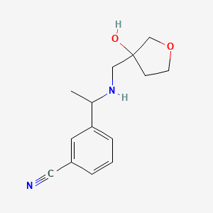 molecular formula C14H18N2O2 B6630461 3-[1-[(3-Hydroxyoxolan-3-yl)methylamino]ethyl]benzonitrile 
