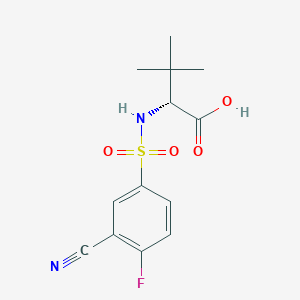 molecular formula C13H15FN2O4S B6630508 (2R)-2-[(3-cyano-4-fluorophenyl)sulfonylamino]-3,3-dimethylbutanoic acid 